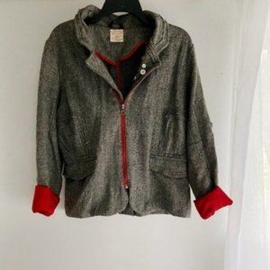 Free People Gray Tweed Distressed Moto Jacket